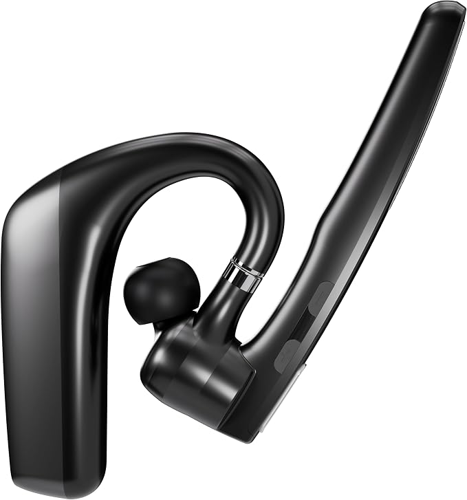 Ultralight Bluetooth Headset with Noise Cancelling Microphone, Bluetooth Earpiece with Carrying Case, Wireless Headset for PC/Laptop, Compatible with MS Teams, Zoom, Google Meet, and More - Black