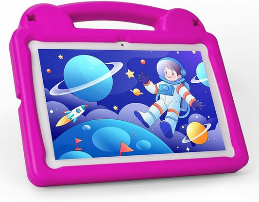 Kids Tablet 10.1 Inch Android 14 Tablet for Kids, A523 Octa-Core, 8GB+64GB, 5000mAh Battery with Pink EVA Case, Wi-Fi 6 (2.4GHz & 5GHz), Parental Control, GMS
