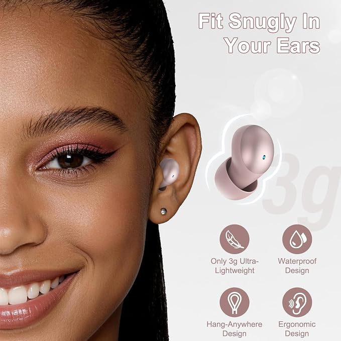 Sleep Earbuds Bluetooth 6.0 in Ear, 2026 New Mini Sleep Headphones with Sleep Monitor and APP, Sleepbuds for Side Sleepers, 48H Playtime Sleep Earphones with Personal Alarm/Small Earplugs, Rose Gold