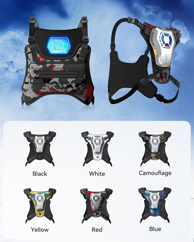Portable Cooling Vest with 30000mAh Battery, Wearable Cooler with Chest Pack, Lightweight Heat Relief Gear