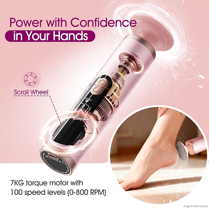 Electric Foot Callus Remover Rechargeable, Professional Pedicure Tools for Feet with 40PCS Sandpaper Discs, Adjustable Speed Heel Scraper for Cracked Heels, Foot Care Scrubber File for Dry Dead Skin