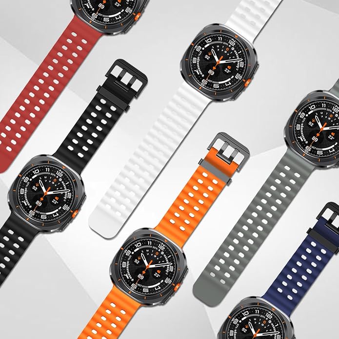 Sport Silicone Bands Compatible for Samsung Galaxy Watch Ultra 47mm (2025/2024), Breathable Wristband Waterproof Replacement Soft Silicone Strap for Men Women
