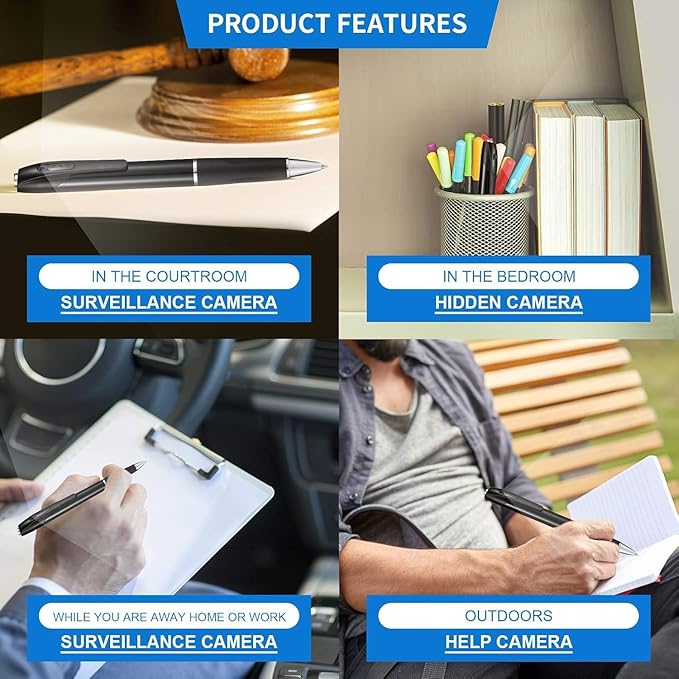 64G Mini Hidden Camera，1080P Mini Camera Pen 1080P Full HD Recorder，Easy to Use，150 Minutes Long Battery Life with Loop Recording for Indoor and Home【Supports 256GB SD Card】
