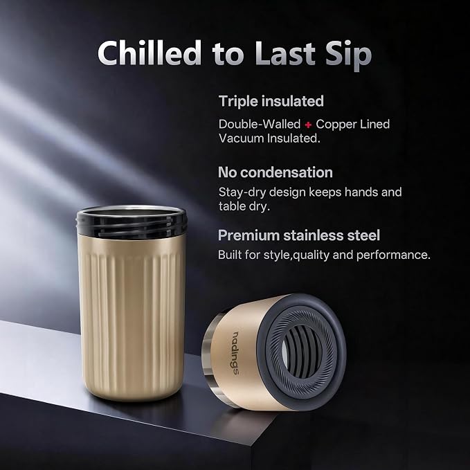 Iceless Wine Chiller, Keeps Cold 6+ Hours, Fits Most Wine Bottles | Vacuum Insulated, 18/8 Stainless Steel, Portable, Fits Most Standard 750ml Wine & Champagne Bottles, Champagne