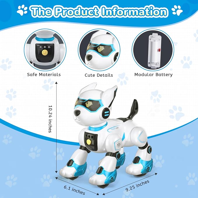 PeachLeaf Smart Robots Dog Toy for Kids, Programmable Interactive RC Robotic Pets with Voice Control and Touch Sensory, Imitates Animals Music Dancing, Present for Kids Boys and Girls