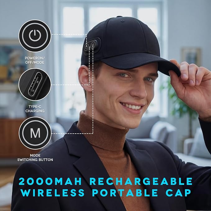 Wireless Rechargeable Red Light Therapy for Hair Growth – FDA Cleared Laser Cap for Hair Regrowth. Treats Hair Loss, Thinning & Alopecia for Men & Women