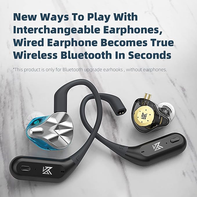 CCA KZ AZ09 PRO Bluetooth 5.2 Module IEM Bluetooth Adapter Waterproof Ear Hook Extra Long Battery Life Cable for KZ ZS10 PRO/ZSN Pro X/ZSN PRO/ZEX PRO/AS16 PRO/Zax/DQ6 Polaris/C12/CRA PRO(C pin)