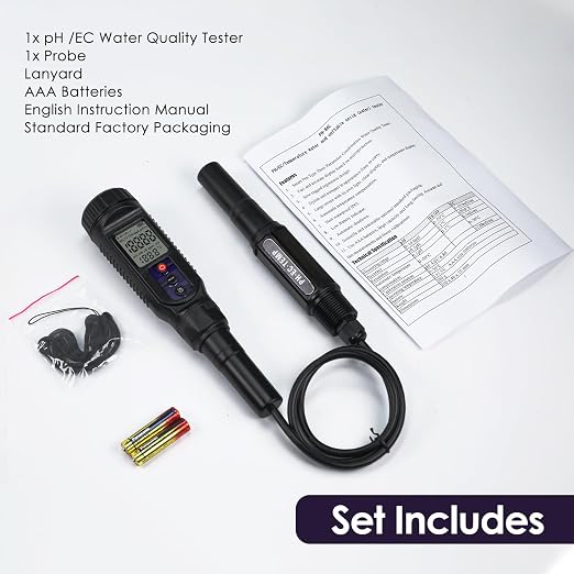 pH Meter for Food 3-in-1 Digital pH EC Temperature Meter with ATC, Food pH Tester for Checking Fermentation/Bread Dough/Sausages, Waterproof pH Probe Meter for Cosmetics, Solid and Soft Soil Sample