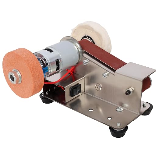 KEIKI Mini Belt Sander, Electric Sander Knife Making Supplies with 7 Adjustable Speed, Small Sanders Knife Sharpener Electric, Power Belt Bench Grinder Sanding Machine for Woodworking