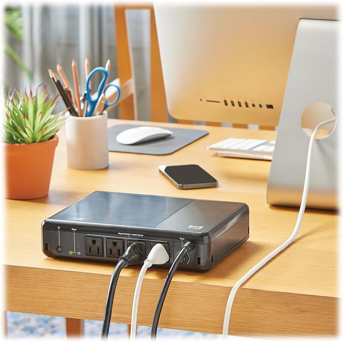 Tripp Lite 600VA UPS Desktop Battery Backup and Surge Protector, 300W, 4 Outlets, Home & Office UPS, Small Form Factor, Wall Mounting Option, 5ft Cord, 3-Year Warranty (BC600R)