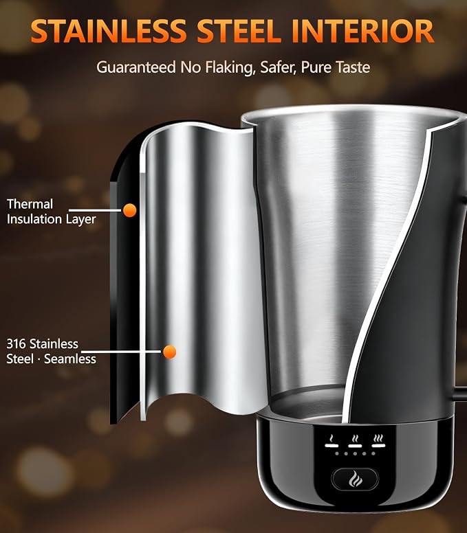 Self-Heating Coffee Mug, 14oz Heated Coffee Mug Rechargeable - Temperature Control Cup Keep Drinks Hot, Smart Cup Great Gift for Women & Slow Sippers