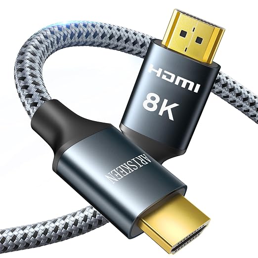 ARISKEEN 8K HDMI Cable 3 FT, 48Gbps High Speed HDMI 2.1 Cable, 8K 60Hz, 4K 120Hz 144Hz Braided HDMI Cord - 3 Feet