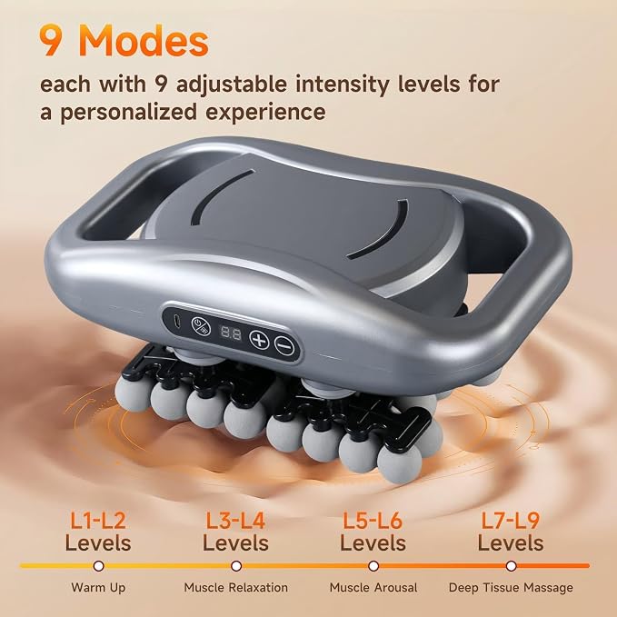 48-Head Massage Gun Set, Deep Tissue Percussion Massager with 9 Modes & 9 Intensity Levels, Quiet Muscle Massage Gun for Back, Shoulders, Legs, Foot, and Body Muscle Pain Relief