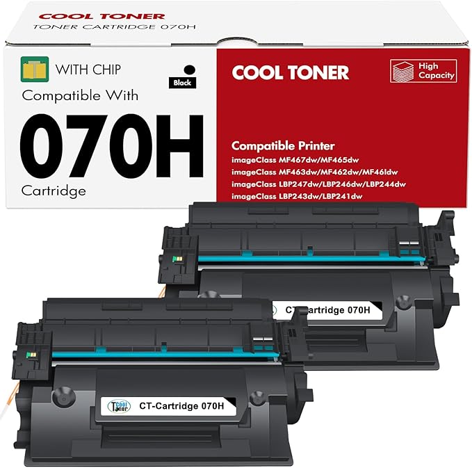 070H 070 Black Toner Cartridge Compatible for Canon 070H 070 MF465dw Toner CRG070H CRG-070H for Canon imageCLASS MF465dw MF462dw LBP247dw LBP246dw MF460 LBP240 MF462 LBP247 LBP246 Laser Printer 2-Pack