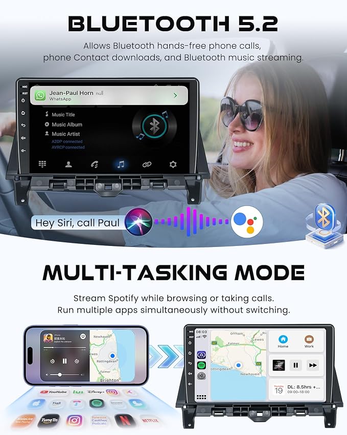 [8-core+64GB] Car Radio for Honda Accord 2008 2009 2010 2011 2012, 10.2' QLEDTouch Screen Support Wireless CarPlay & Android Auto, Bluetooth 5.2, GPS & WiFi, Backup Camera Car Stereo, Android 15