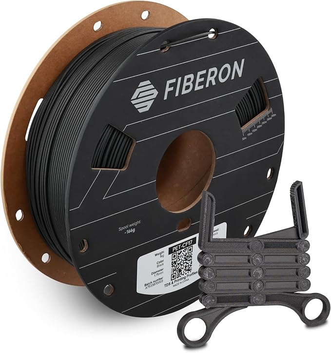 Polymaker Fiberon PET-CF17 3D Printing Filament Black 1.75mm 1kg, Excellent Stable Stiffness - Fiberon Carbon Fiber Reinforced PET 3D Printer Filament, Ideal for Jigs and Fixtures