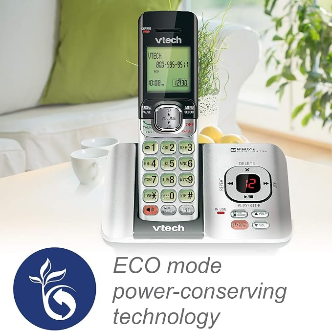 VTech CS6529-3 3-Handset Cordless Phone with Answering Machine, Caller ID/Call Waiting, DECT 6.0, Handset Speakerphone, Wall Mountable (Silver/Black)