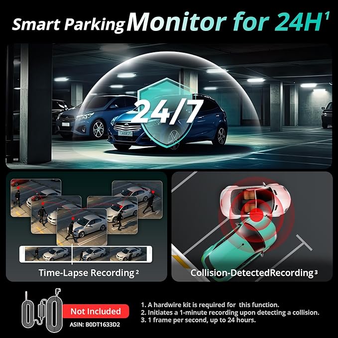 BOTSLAB 4K Dual Dash Cam Front and Rear [2026 Upgraded], STARVIS 2 Sensor, 64GB Card Included, Voice Control, 5GHz WiFi Dashcam Front and Rear Camera, Built in GPS, WDR Night Vision, 24H Parking Mode