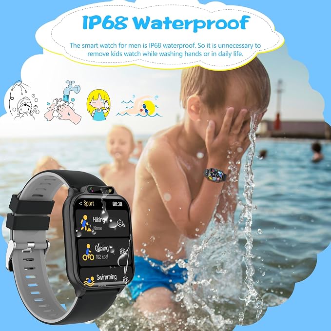 1.85" Kids Watch, AI(Translation/Q&A/Watch Face/Image Recognition)Smartwatches with Heart Rate,Sleep Monitor,Video Music Pedometer,NO APP/Phone, Gifts for 3-12 Years old Boys Girls(Built-in AI, Black)