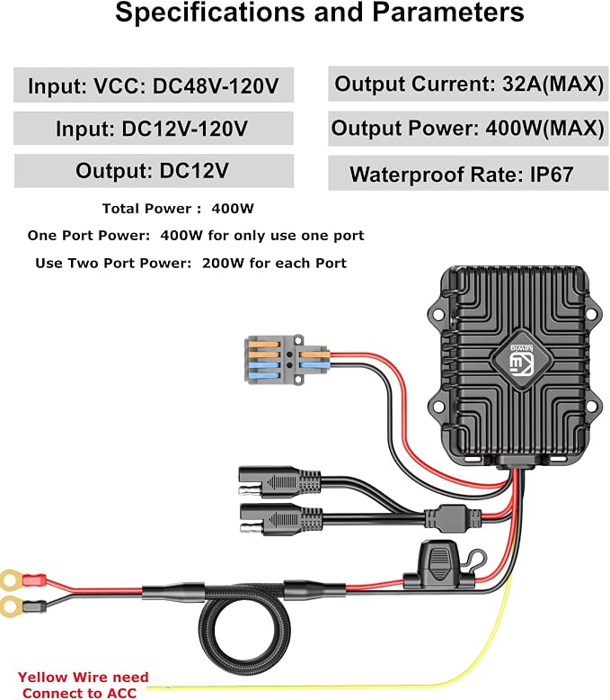 Kewig 400W 32A 12V Golf Cart 48V-120V to 12V Converter | Voltage Regulator Reducer Transformer with Fuse DC Convert Regulator Power Supply Buck for Motorcycle Golf