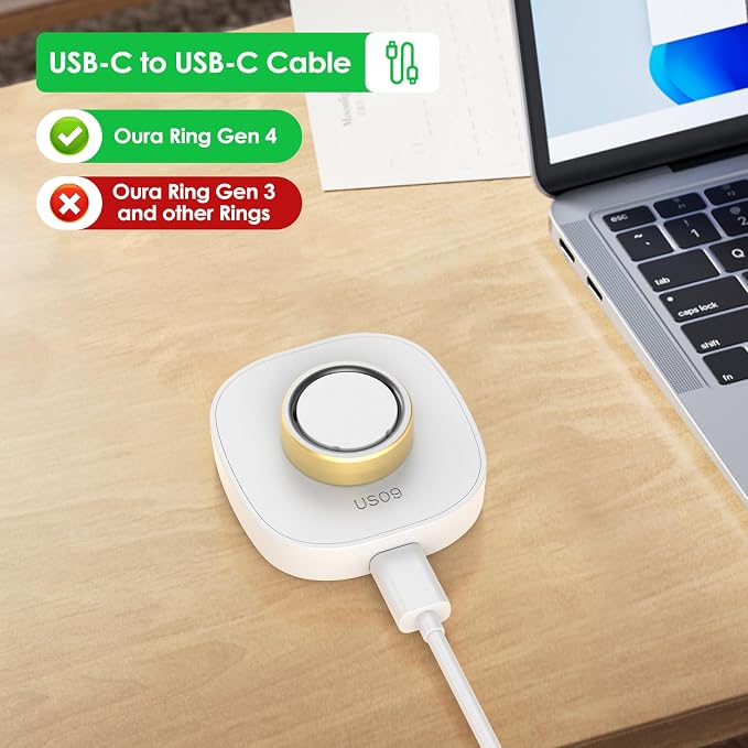 4 in 1 Charger for Oura Ring Gen 4 (Oura Charger NOT Included), Fast Magnetic Wireless Charging Station for iPhone, Apple Watch, AirPods, Samsung Galaxy (White Oura Charger Size 8)