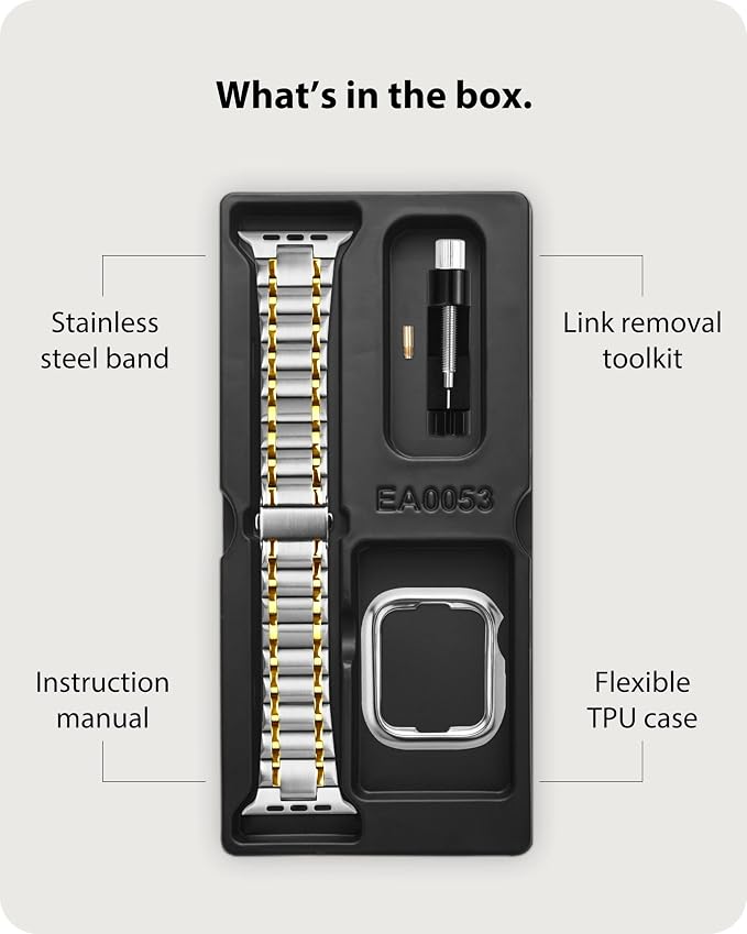 Fullmosa Bands Compatible with Apple Watch Band 42mm Series 11 10, Stainless Steel iWatch Band with Case for Apple Watch, Silver and Gold