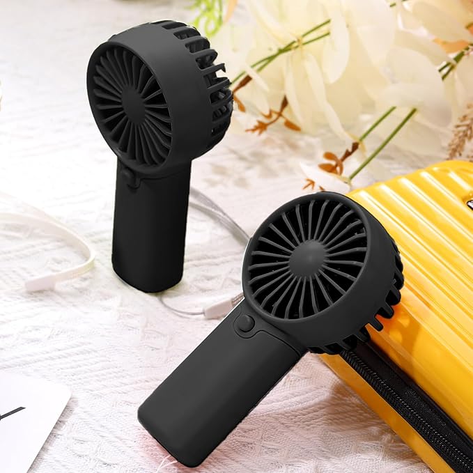 Rossesay 12 Pcs Mini Portable Fan Handheld Battery Operated Portable Small Personal Fans for Summer Beach Indoor Outdoor Travel Cooling Gift (Black)