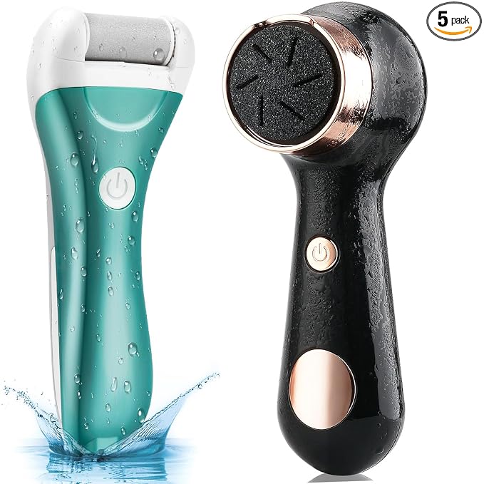 Electric Foot Callus Removers for Feet - Rechargeable Waterproof Portable Electronic Foot File Pedicure Tools for Cracked Heels Dead Skin（Blue & Black）