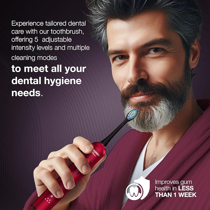 Wagner Stern VibroWave Plus Oscillation & Vibration Sonic Electric Toothbrush with 4 Brush Heads. IPX7 Waterproof.