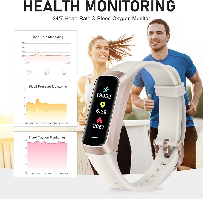 Fitness Tracker with 24/7 Heart Rate, Health Tracker with Calories Sleep Monitor, 1.10''AMOLED Touch Color Screen, Step Counter Activity Pedometer Smart Watch for Women Men