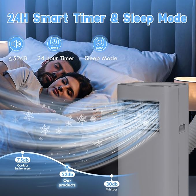 10000 BTU 3-IN-1 Portable Air Conditioner, Cools up to 450 Sq.Ft, Portable AC with Remote, LED Display, 24H Timer, Installation Kits & Screwdriver, No Wall Required, Ideal for Home & Office