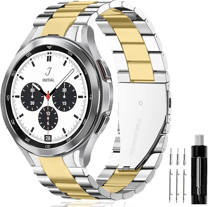 GOLDTOLUCK No Gap Stainless Steel Band Compatible with Samsung Galaxy Watch 8 7 6 5 4 Classic FE Pro Ultra 40mm 44mm 46mm 43mm 47mm 45mm 42mm Replacement Men Women Milanese Metal Elegant Casual