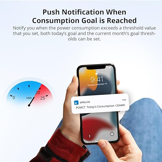 SONOFF POWCT Smart Power Meter, WiFi Connected Switch with Overload Protection, Real-Time Energy Monitoring, LCD Display, Work with Amazon Alexa/Google Home/IFTTT