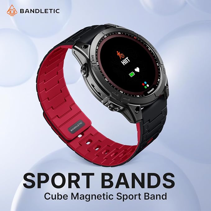 Bandletic Compatible with Garmin Fenix 6X/7X Band, 26mm Quick fit Soft Silicone Magnetic Watch Band Replacement for Fenix 8 51mm/7X 6X Pro/5X Plus/3/Instinct 2X Solar 3 50mm/Descent MK2i Smartwatches