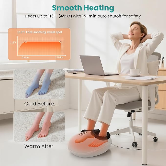 Nekteck Shiatsu Foot Massager with Heat for Neuropathy Plantar Fasciitis, 2026 Upgraded Air Compression Feet Massage Machine, Relaxation Gifts for Men Women Mom Dad Birthday, US 11 Size