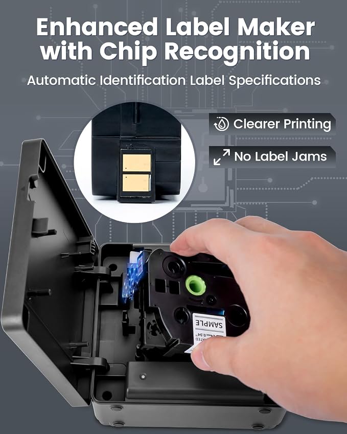 Bluetooth Label Maker Machine with 9PK 24mm White Tapes, P780BT Rechargeable Wireless Label Maker with 1 Inch Wide Labels-Waterproof, Type-C Charging for Home Office Organization