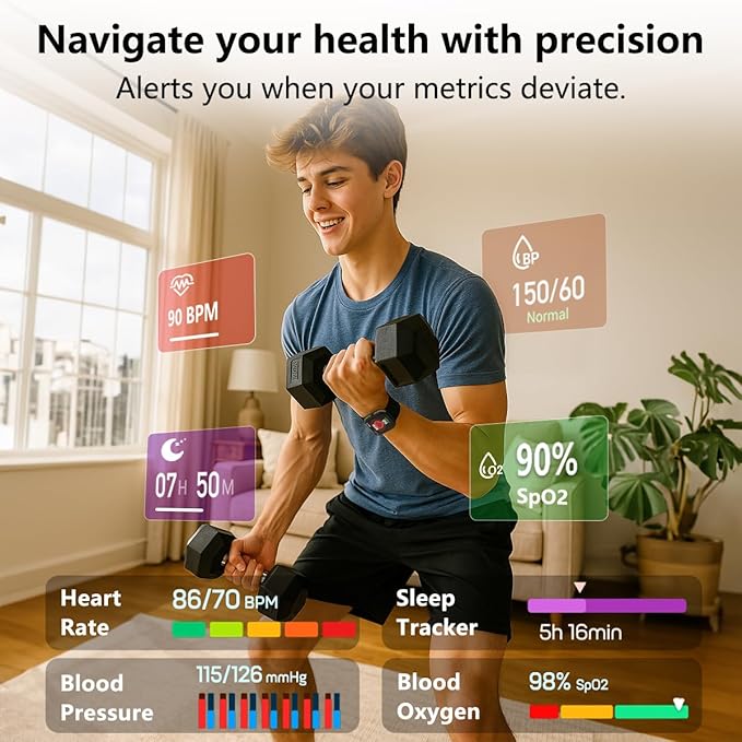 MorePro Smart Watch (Answer/Make Call), 1.83” Health Fitness Watch with Heart Rate, Blood Pressure,SpO2 and Sleep Monitor, 100+ Sports Modes, IP68 Waterproof Fitness Tracker for Men Women