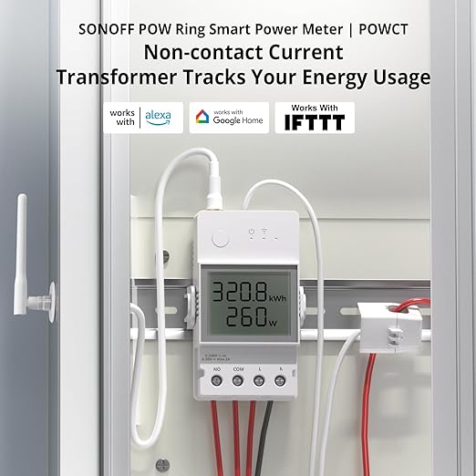 SONOFF POWCT Smart Power Meter, WiFi Connected Switch with Overload Protection, Real-Time Energy Monitoring, LCD Display, Work with Amazon Alexa/Google Home/IFTTT