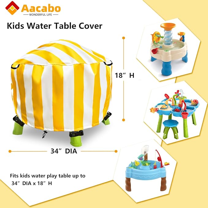 Water Table Cover Spiralin' Seas Waterpark Play Outdoor Sand Water Table Cover 34X34X18 inch-Yellow