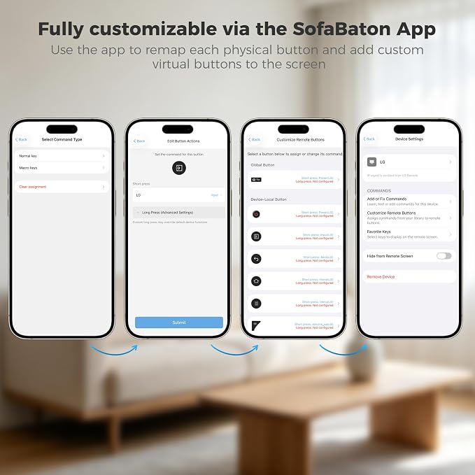 SofaBaton U3 Universal Remote with One Touch Macros, All in One Universal Remote Control with Customize App, Compatible with IR/Bluetooth/RF Devices,Work with Google Voice Devices