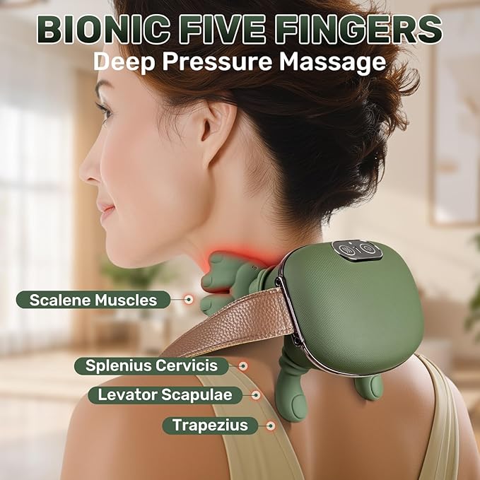 TREEFIA Shoulder and Neck Massager with Heat Heated Massager, Neck Massager with Fingers, Shoulder Massager with Hands, Simulates a Real Palm Massage for Comfort, Relax Muscle Tension