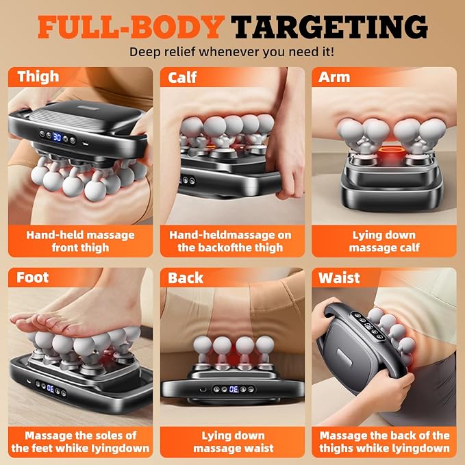 2026 New 16-Head Deep Tissue Percussion Massage Gun – Quiet Muscle Massager for Full Body, Up to 30 Intensity Levels, Cordless Rechargeable for Back, Legs, Shoulders & Recovery.Black