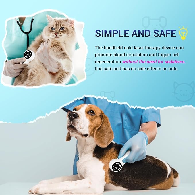 Mibest Cold Laser Therapy Device for Vet - Red Light Therapy for Dogs and Cats - Infrared Light Therapy Targets Joint and Muscles - Pain Relief, Arthritis, Spinal, Wound Healing (White)