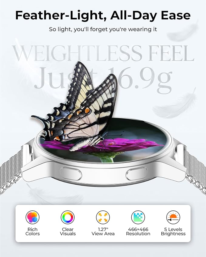Smart Watch for Women, 1.27" HD Fitness Tracker with 4 Bands & Necklace Gift Set, Heart Rate SpO2 Sleep Monitor, 120+ Sport Modes, Call & Notifications, Smartwatch for Android iPhone, 40mm Silver