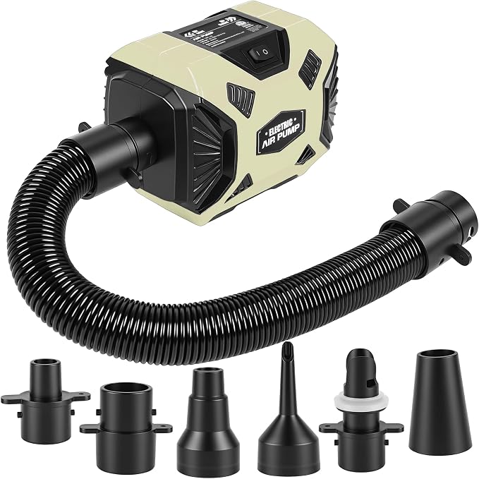 600W Electric Air Pump for Inflatables, High Power Air Mattress Pump with 6 Nozzles, Quick Inflate & Deflate Air Pump for Pool Floats, Vacuum Storage Bags, Swim Rings, Inflatable Toys