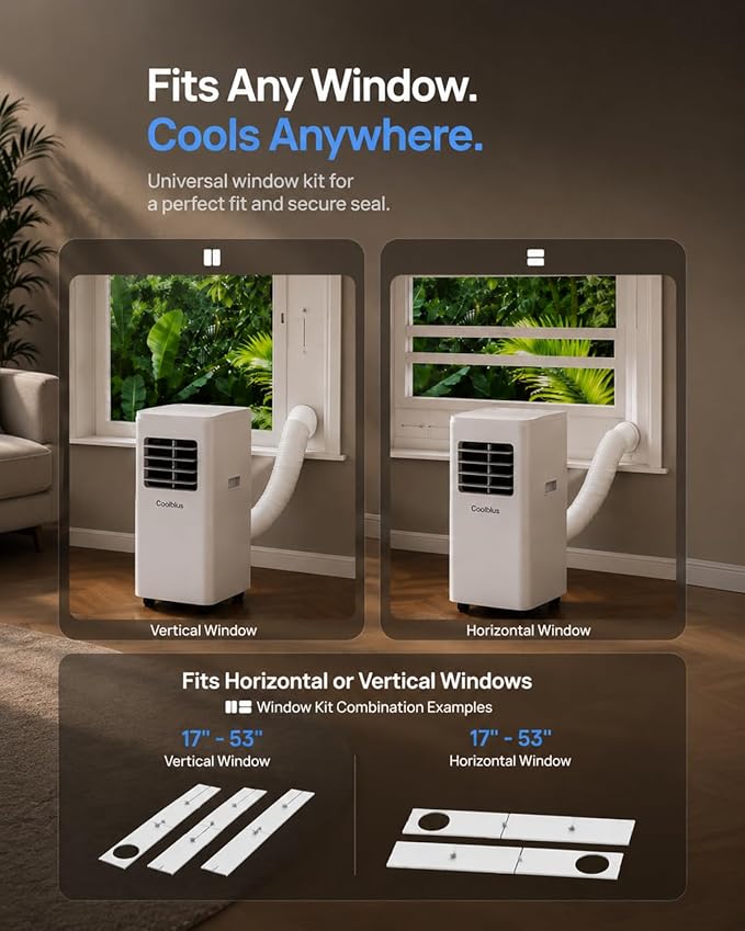 Coolblus 12000 BTU Portable Air Conditioners, 3-in-1 AC Unit Cools Up to 550 Sq.Ft. with Remote Control/Smart Sleep Mode/24Hrs Timer/Window Installation Kait & Filter Cleaning Brush, White-12000BTU