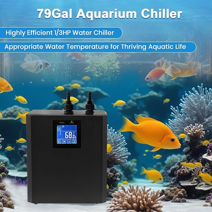 Aquarium Chiller 79 Gal, 1/3 HP Water Chiller Machine, Hydroponic Cooling System, Fish Tank Chiller with Upgraded LED Display, for Axolotl Jellyfish
