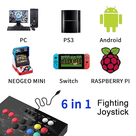 DOYO Arcade Stick Joystick for home, Arcade fighting Joystick-Durable iron Arcade Fightstick Compatible with PC/ PS3 / Switch/NEOGEO Mini/Android/Raspberry Pi (Black)