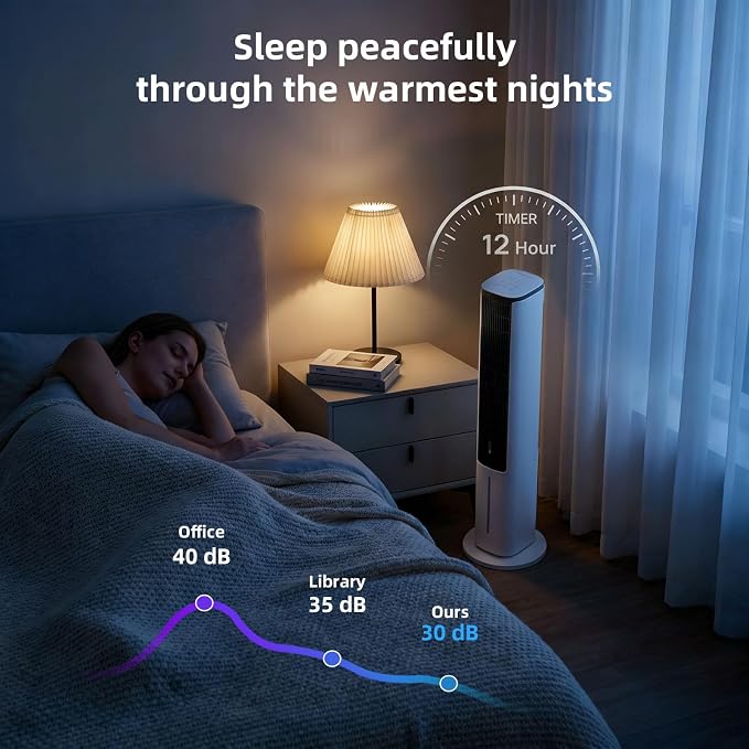 Antarctic Star Windowless Evaporative Air Cooler, Portable Air Conditioner with 80° Oscillation, Fast Cooling 4 Speeds 3 Modes, Ice Packs & Aromatherapy Pad for Bedroom/Office/Indoor Use
