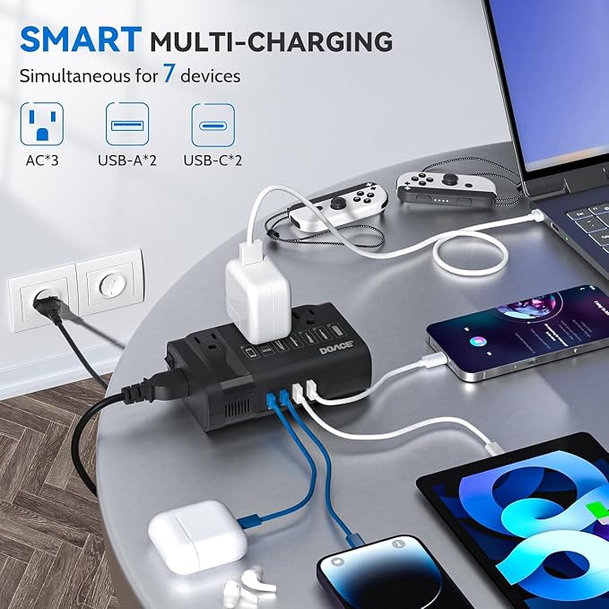 350W Voltage Converter, AI 220V to 110V Converter and 50Hz to 60Hz Transformer, Power Convertor Adapter Combo US to AU, UK, European Travel Plug Adapter for Hair Straightener Laptop Cell Phone